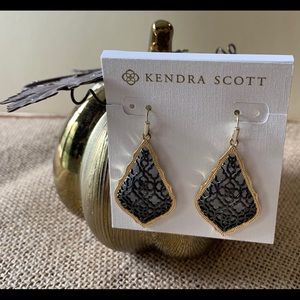 Addie Gold Drop Earrings In Gunmetal Filigree